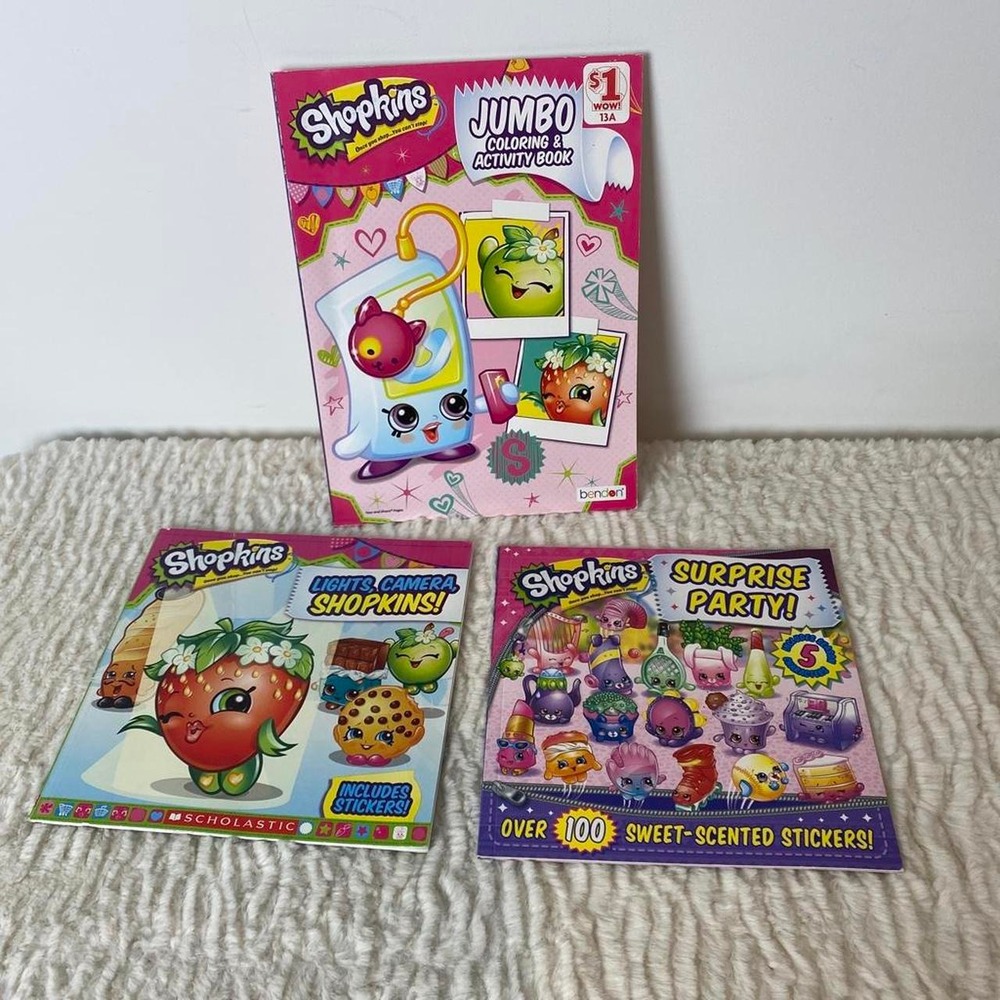 Shopkins Coloring Reading Books Bundle Three Books, Stickers Fun Activities